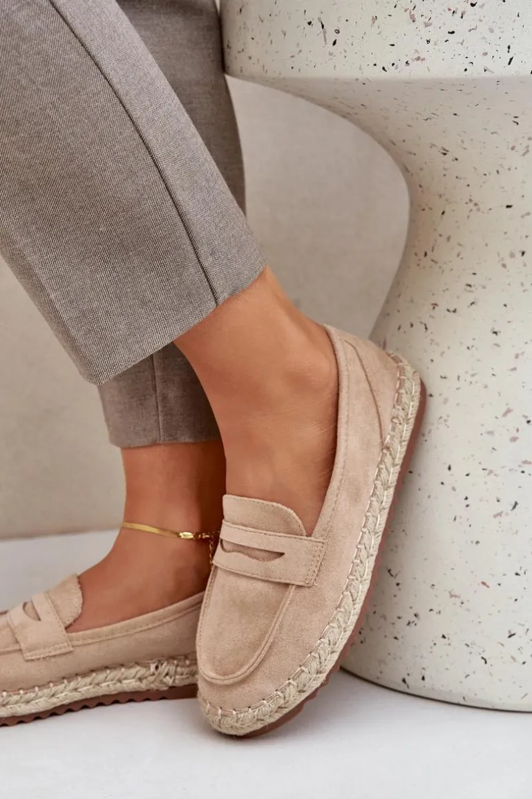 Espadryle Damskie Z Jutową Plecionką Na Płaskiej Podeszwie Beżowe Shilova