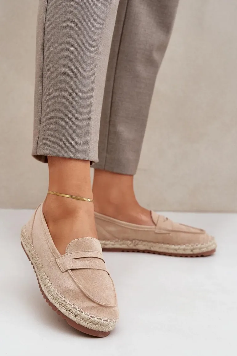 Espadryle Damskie Z Jutową Plecionką Na Płaskiej Podeszwie Beżowe Shilova