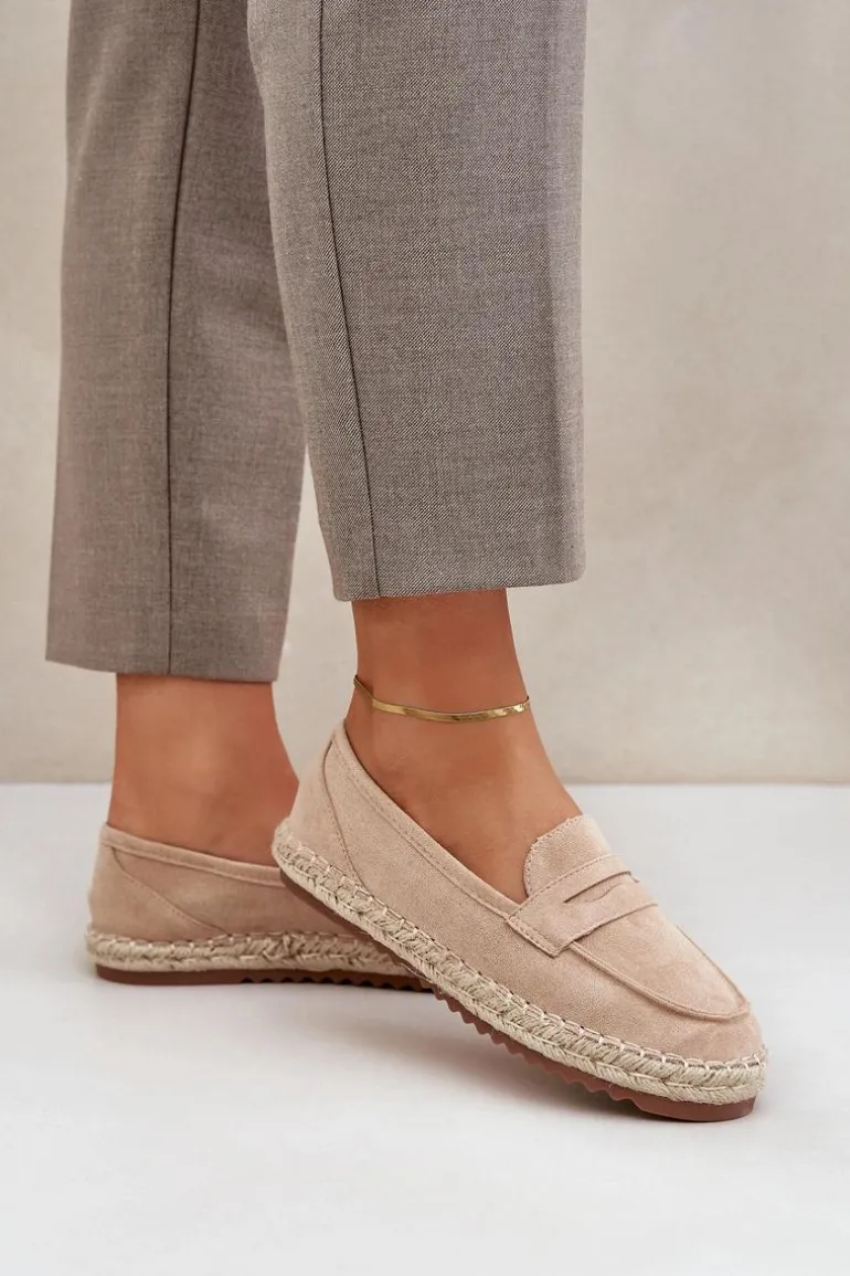 Espadryle Damskie Z Jutową Plecionką Na Płaskiej Podeszwie Beżowe Shilova
