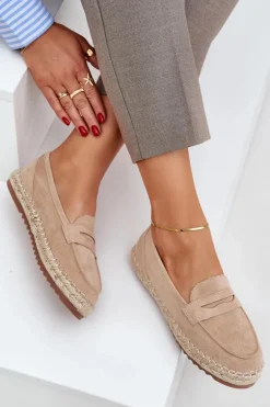 Espadryle Damskie Z Jutową Plecionką Na Płaskiej Podeszwie Beżowe Shilova