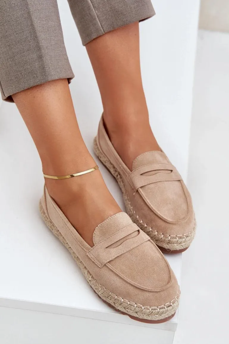 Espadryle Damskie Z Jutową Plecionką Na Płaskiej Podeszwie Beżowe Shilova