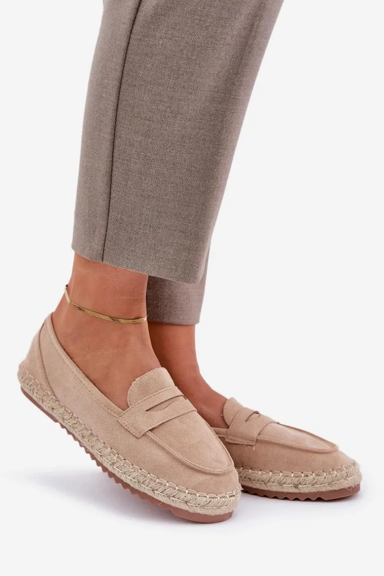 Espadryle Damskie Z Jutową Plecionką Na Płaskiej Podeszwie Beżowe Shilova