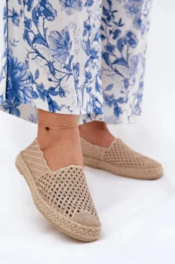 Espadryle Damskie Z Plecionką Vinceza 13625 Beżowe