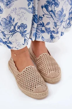 Espadryle Damskie Z Plecionką Vinceza 13625 Beżowe