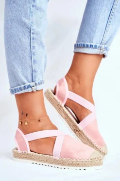Espadryle Damskie z wycięciem Różowe Motive