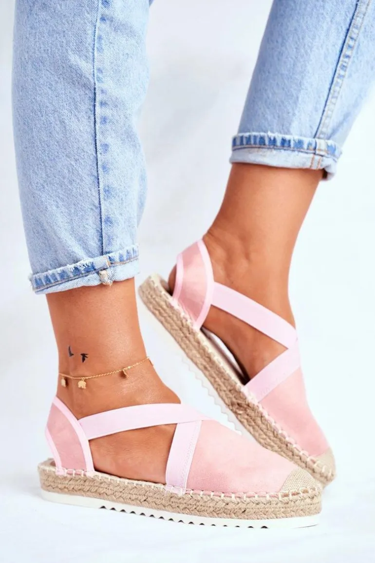 Espadryle Damskie z wycięciem Różowe Motive