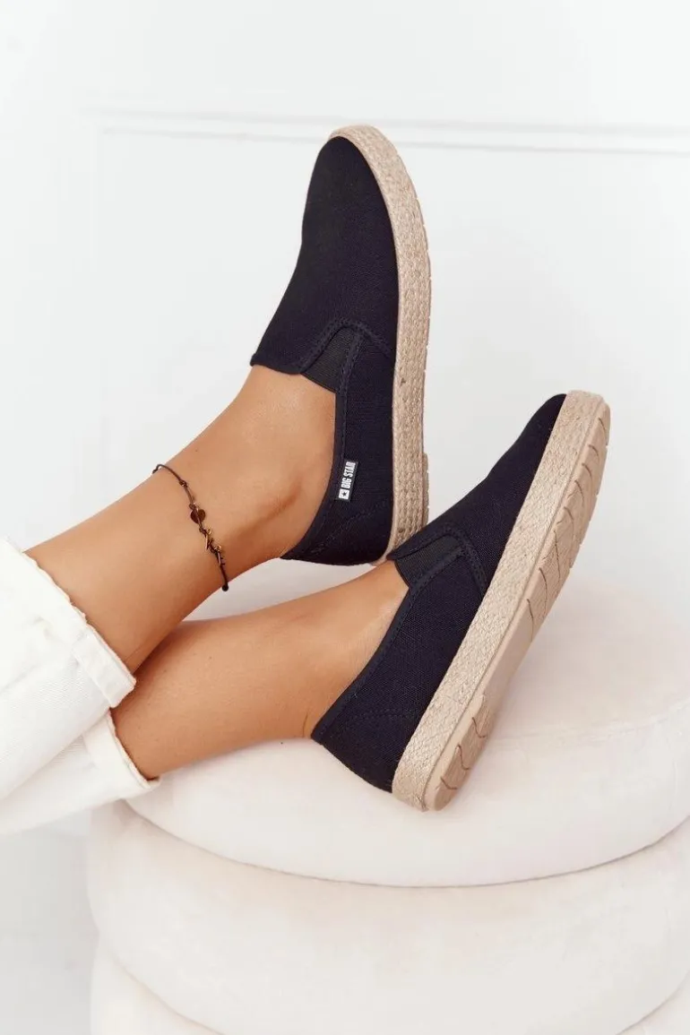 Espadryle Na Plecionej Podeszwie Big Star DD274017 Czarne