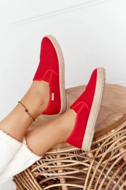 Espadryle Na Plecionej Podeszwie Big Star DD274018 Czerwone