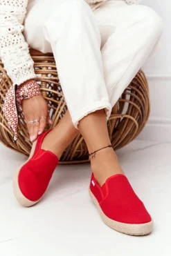 Espadryle Na Plecionej Podeszwie Big Star DD274018 Czerwone