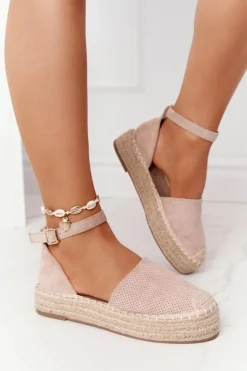 Espadryle Na Słomkowej Platformie Beżowe Bali