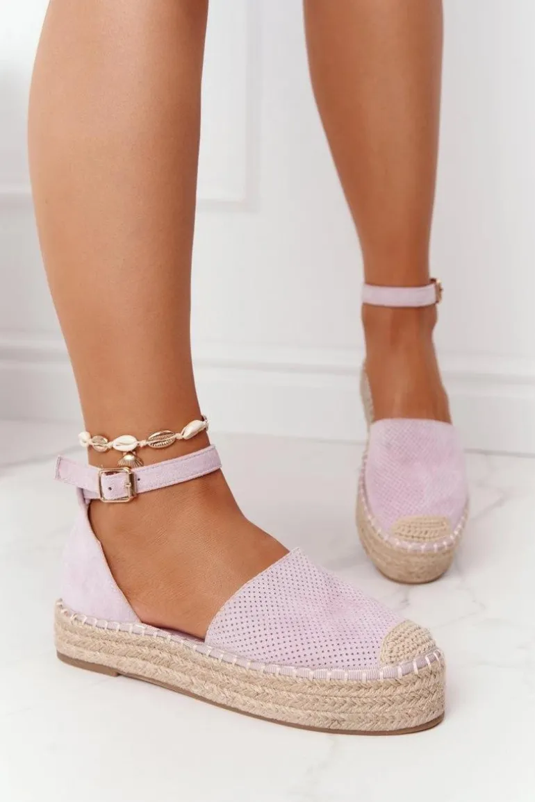 Espadryle Na Słomkowej Platformie Fioletowe Bali
