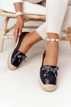 Espadryle Na Słomkowej Podeszwie S.Barski Czarne