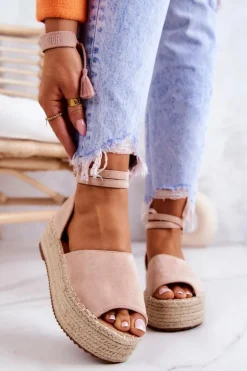 Espadryle Sandałki Na Platformie Nude Dolores