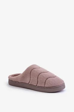 Futrzane Ciepłe Kapcie Damskie Brązowe Vamirae