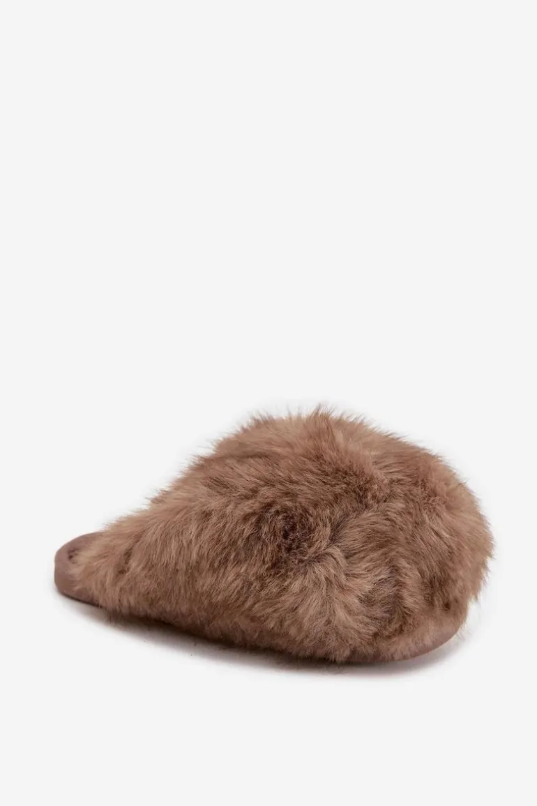 Futrzane Kapcie Damskie Brązowe Iseline