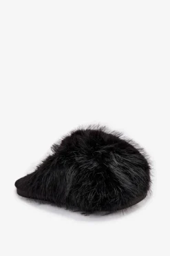 Futrzane Kapcie Damskie Czarne Iseline