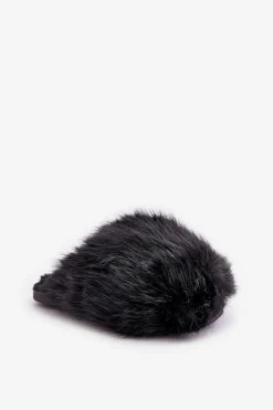 Futrzane Kapcie Damskie Czarne Wladisa