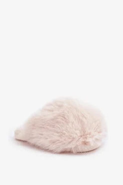 Futrzane Kapcie Damskie Jasnobeżowe Wladisa