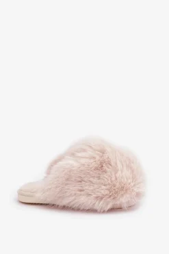 Futrzane Kapcie Damskie Jasnobeżowe Wladisa