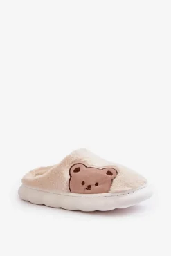 Futrzane Kapcie Damskie Misie Jasnobeżowe Firedi