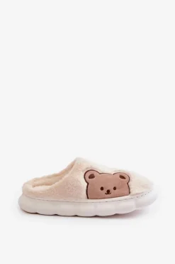 Futrzane Kapcie Damskie Misie Jasnobeżowe Firedi