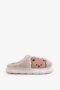 Futrzane Kapcie Damskie Misie Beżowe Firedi