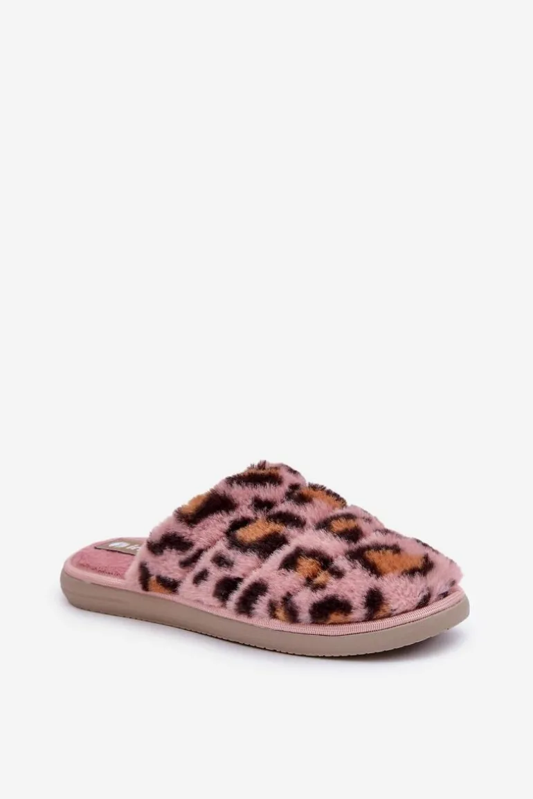 Futrzane Kapcie Damskie Panterka Inblu EK000008 Różowe