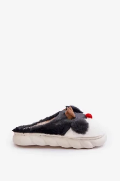 Futrzane Kapcie Damskie Z Motywem Renifera Czarne Wistira