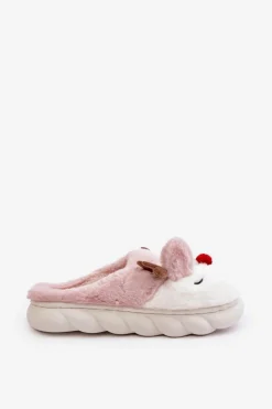 Futrzane Kapcie Damskie Z Motywem Renifera Różowe Wistira