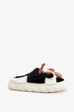 Futrzane Kapcie Krowy Damskie Białe Remiola