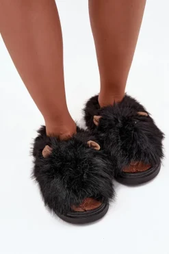 Futrzane Kapice Damskie Kapibary Czarne Pravelle