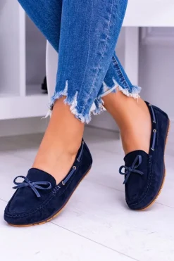 Granatowe Zamszowe Mokasyny Comfort Gucio