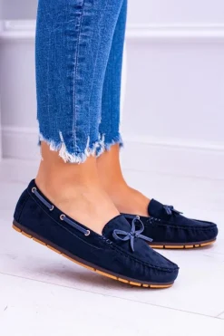 Granatowe Zamszowe Mokasyny Comfort Gucio