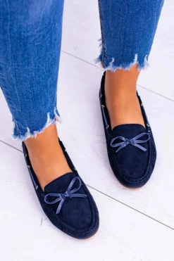 Granatowe Zamszowe Mokasyny Comfort Gucio