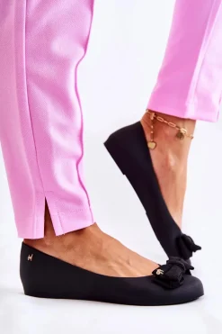 Gumowe Damskie Baleriny Kokardka Czarne Fergie