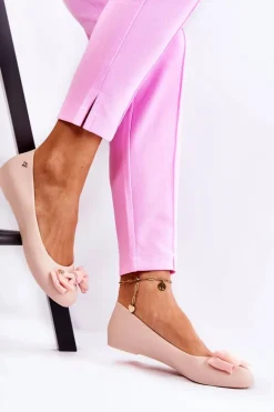 Gumowe Damskie Baleriny Kokardka Nude Fergie