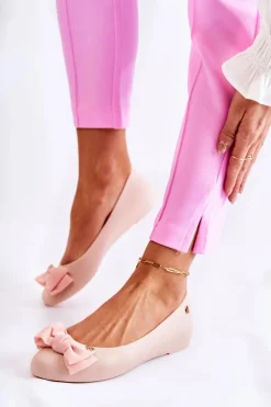 Gumowe Damskie Baleriny Kokardka Nude Fergie