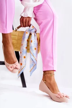 Gumowe Damskie Baleriny Kokardka Nude Fergie