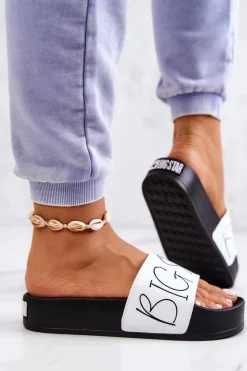 Gumowe Klapki Damskie Big Star JJ274A275 Czarno-Białe