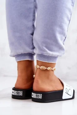 Gumowe Klapki Damskie Big Star JJ274A275 Czarno-Białe