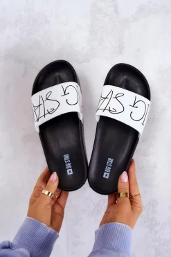 Gumowe Klapki Damskie Big Star JJ274A275 Czarno-Białe