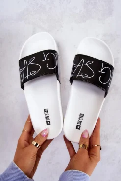 Gumowe Klapki Damskie Big Star JJ274A276 Biało-Czarne