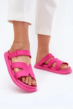 Gumowe Klapki Damskie Z Paskiem Fuksja Tavirae