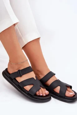 Gumowe Klapki Damskie Z Paskiem Czarne Tavirae