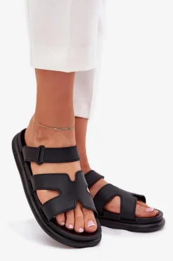 Gumowe Klapki Damskie Z Paskiem Czarne Tavirae