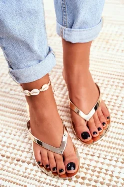 Gumowe Klapki Japonki Lu Boo Złote