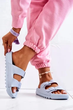 Gumowe Klapki Na Platformie Niebieskie Westie