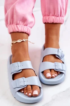 Gumowe Klapki Na Platformie Niebieskie Westie