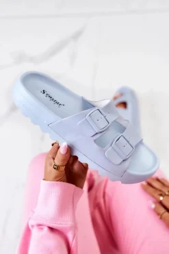 Gumowe Klapki Na Platformie Niebieskie Westie