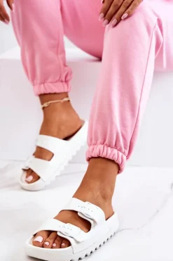 Gumowe Klapki Na Platformie Białe Westie